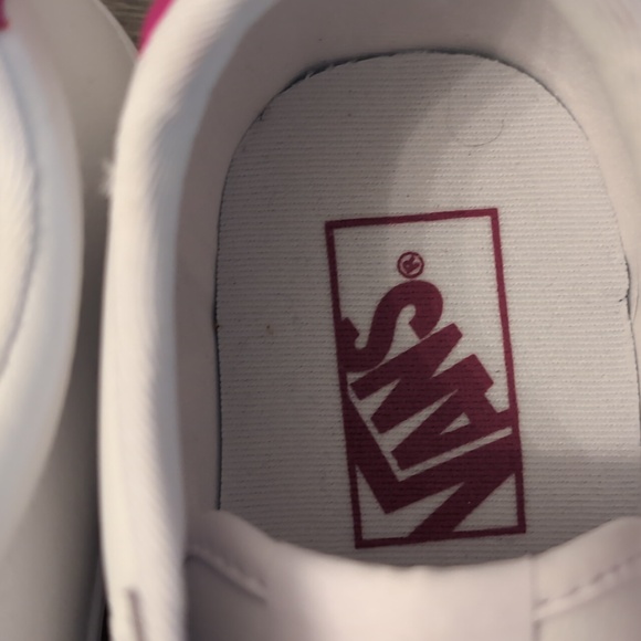 Vans White Sneakers with Pink Logo - Picture 3 of 5